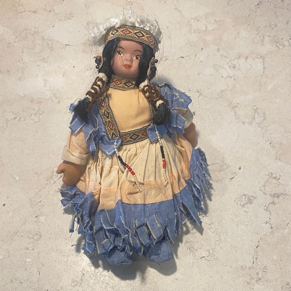 Handcrafted Native American Doll with Braided Hair
